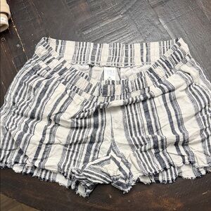 Time and Tru Navy and White Striped High Waist Shorts
